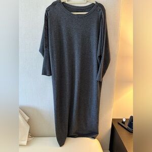 HATCH maternity sweater dress with buttons along the sleeves.